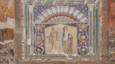 Antik Roma Neptün ve Amfitrit Mozaik Paneli - Herculaneum, Napoli, İtalya 'da Antika Sanat