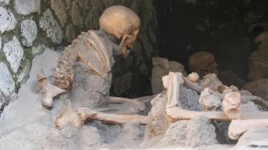 Antik Romalı İnsan Kalıntıları - Herculaneum, Napoli, İtalya 'da İskeletler