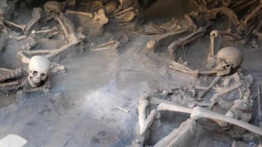 Antik Romalı İnsan Kalıntıları - Herculaneum, Napoli, İtalya 'da İskeletler