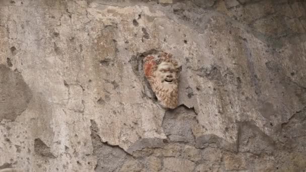 Satyr Terra Cotta Tiyatro Maskesi Herculaneum Napoli Deki Neptün Mozaiği — Stok video