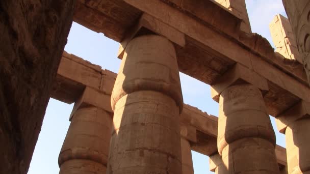 Karnak Templom Nagy Hypostyle Hall Nagyítás Egy Oszlop Luxor Egyiptom — Stock videók