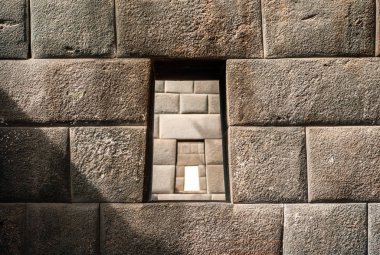 Three Windows in Inca Wall in Coricancha Ruins clipart
