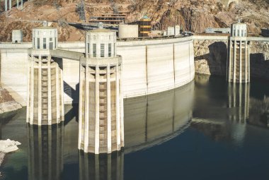 Hoover Dam in Nevada with Penstock Towers