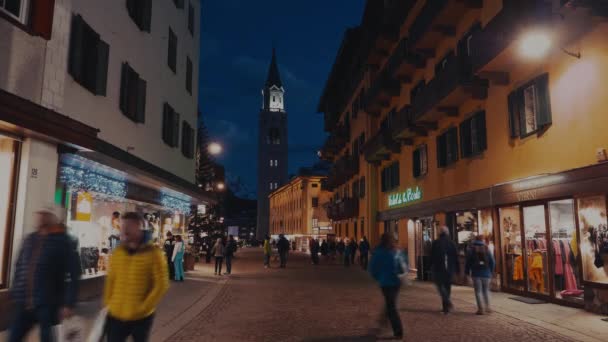Cortina Ampezzo Włochy Lutego 2020 Corso Italia Main Shopping Street — Wideo stockowe