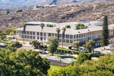 Tintenpalast veya Mürekkep Sarayı Parlamentosu Windhoek, Namibya, Afrika 'daki Havadan Bakış, Ulusal Meclisin Koltuğu