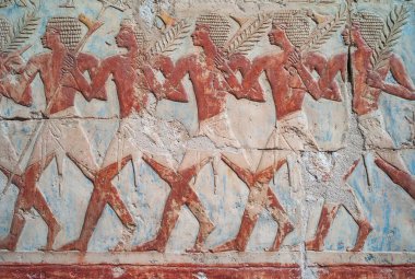 Mısır 'ın başkenti Deir El-Bahri' de Firavun 'un morg tapınağındaki Punt Diyarı' na yapılan Kraliçe Hatshepsut 'un ticaret seferinin kadim ferahlığı.