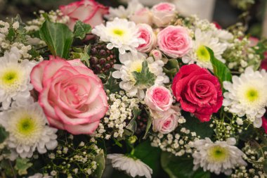 colorful flowers and beautiful roses
