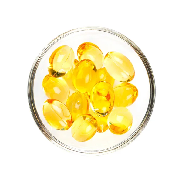 Fish oil capsules on a white background — Stock Photo, Image