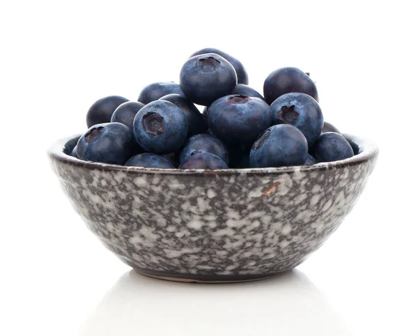 Blueberries in bowl, on white background — Stock Photo, Image