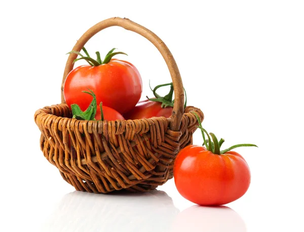 Verse tomaten in een mand — Stockfoto