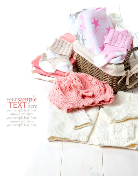 Mode trendiga kläder och barn grejer för lite baby gir Stockbild