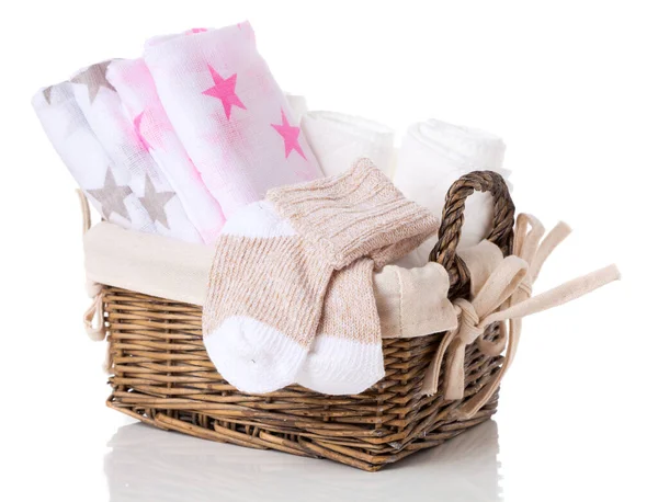 Pair Knitted Socks Newborn Baby White Background — Stock Photo, Image