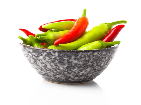 Red Green Hot Peppers Cup White Background — Stock Photo, Image