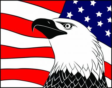 American Eagle bir beyaz arka plan vektör çizim üzerinde