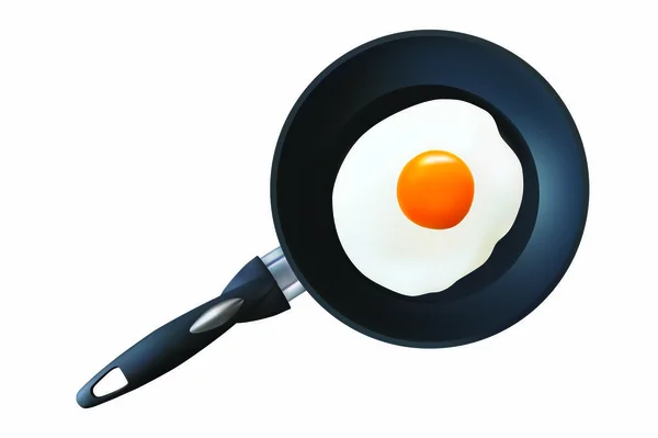 Yumurta beyaz bir arka plan ile kızartma tavası