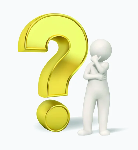 Adam ve beyaz bir arka plan üzerinde soru işareti 