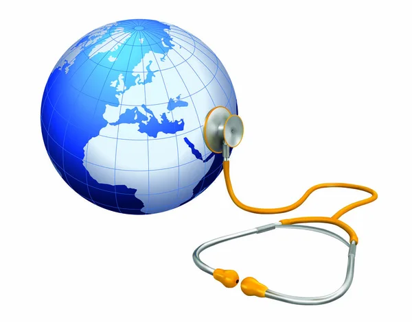 Dünya ve stetoskop vektör çizim