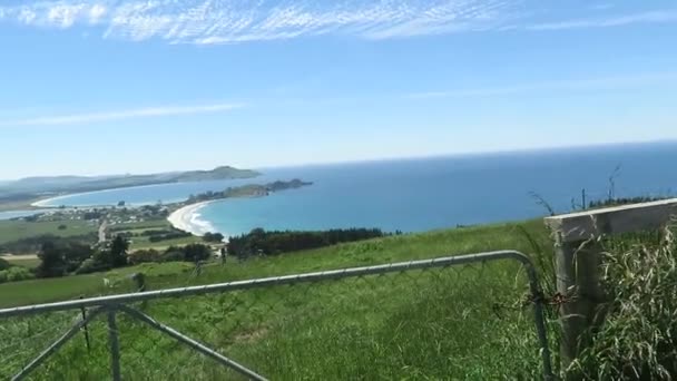 Tento Pohled Puketeraki Vyhlídka Karitane Která Známá Pro Svou Malebnou — Stock video