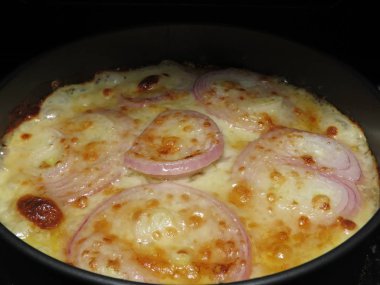 Peynir fırında taze pişmiş graten