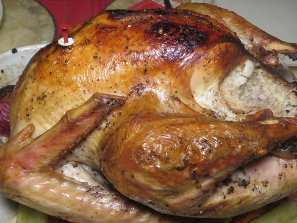 Pavo Asado Para Navidad Acción Gracias — Foto de Stock