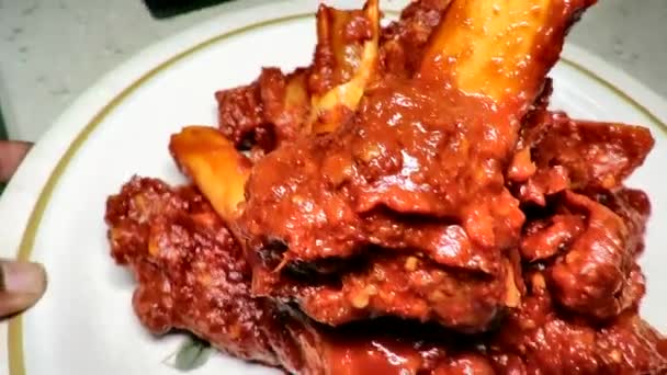 Sup Tulang Merah Which Spicy Mutton Bone Marrow Dish Originated — Stock Video
