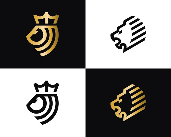 Aslan logosu seti - vektör çizimleri.