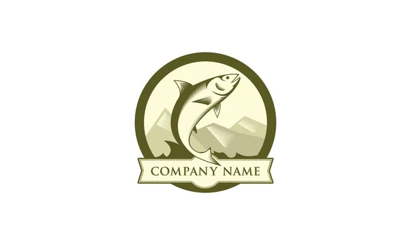 Illustratives Und Vintage Logo Für Die Fischerei — Stockvektor