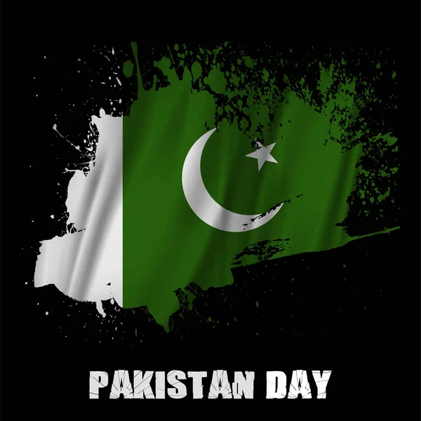 Bendera Pakistan, sapuan kuas dengan latar belakang hitam mengisolasi berbagai jenis tekstur splash. Ilustrasi Vektor bendera Pakistan bergelombang - Stok Vektor