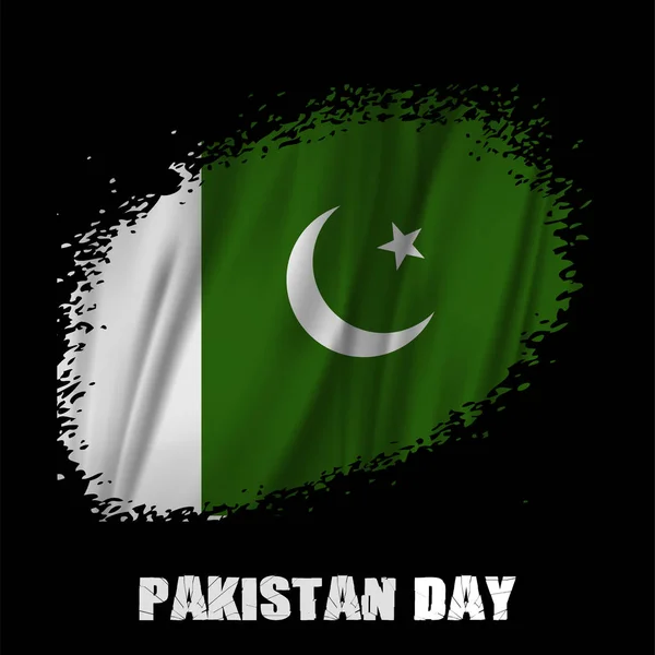 Flag of Pakistan, brush stroke with black background isolated multi type of brushes splash texture. Wavy flag of Pakistan Vector illustration — Stock Vector