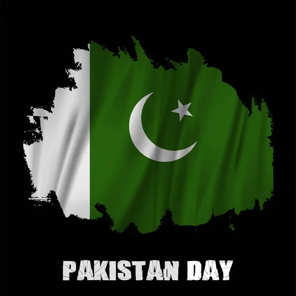 Vlag van Pakistan, penseelstreek met zwarte achtergrond geïsoleerde multi type borstels splash textuur. Golvende vlag van Pakistan Vector illustratie — Stockvector