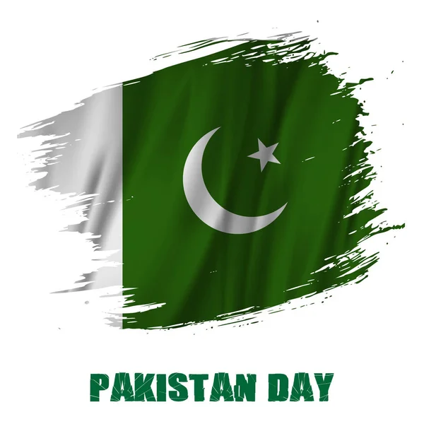 Bandeira do Paquistão, pincelada com fundo branco isolado multi tipo de escovas espirrar textura . — Vetor de Stock