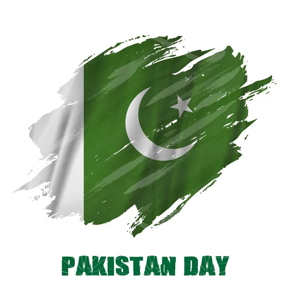 Bandera de Pakistán, pincelada con fondo blanco aislado multi tipo de pinceles salpicaduras textura . — Vector de stock