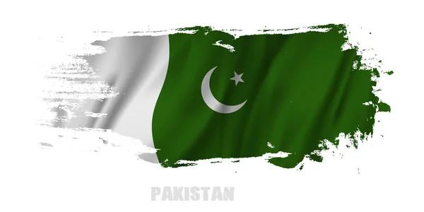 Flag of Pakistan, brush stroke with white background isolated multi type of brushes splash texture. — Stock Vector