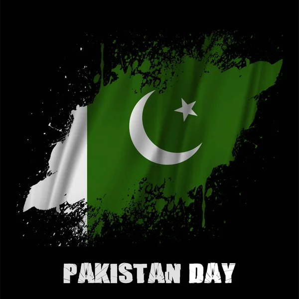 Flag of Pakistan, brush stroke with black background isolated multi type of brushes splash texture. Wavy flag of Pakistan Vector illustration — Stock Vector