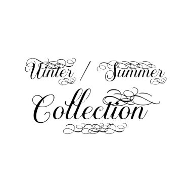 Kış ve yaz koleksiyonu Altın Bokeh arka planında Satılık İngilizce kaligrafi