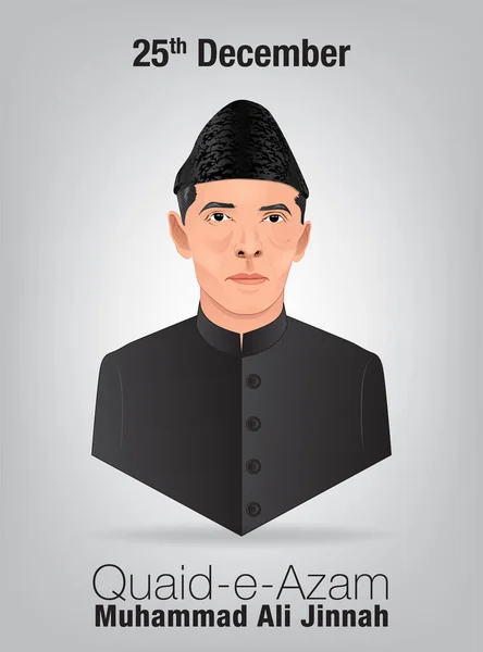 Karachi Pakistan 25 december 1876 Quaid-e-Azam Muhammad Ali jinnah verjaardag met Engelse kalligrafie — Stockvector