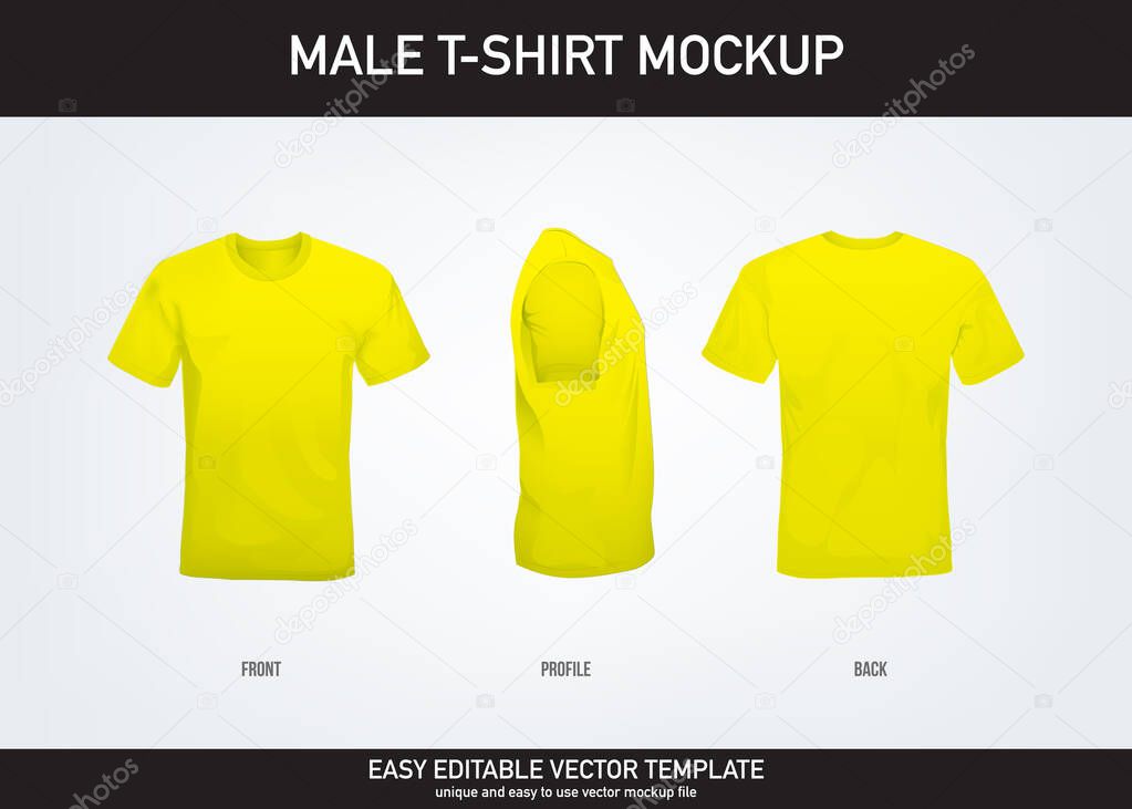 Download Yellow T Shirt Template Set Front Side Back View Mockup Vector Eps 10 Illustration Premium Vector In Adobe Illustrator Ai Ai Format Encapsulated Postscript Eps Eps Format PSD Mockup Templates