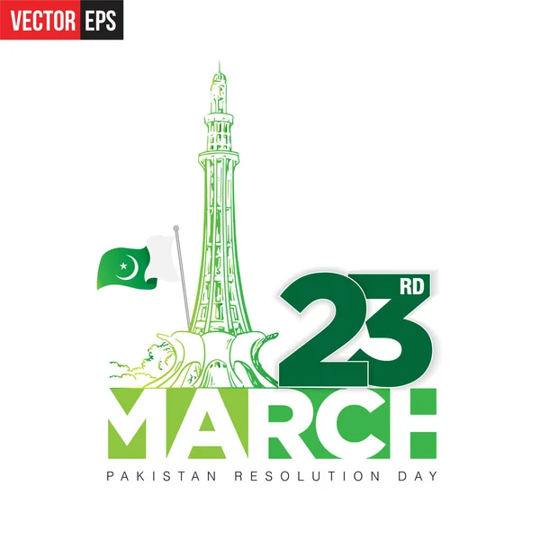 Drapeau Pakistanais Pour Célébration Sur Fond Vert Vecteur — Image vectorielle