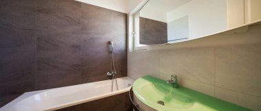 Bathroom interior nterior with tiled walls clipart