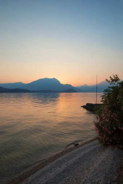 Panoramic view, lake at sunset — Stock Photo, Image