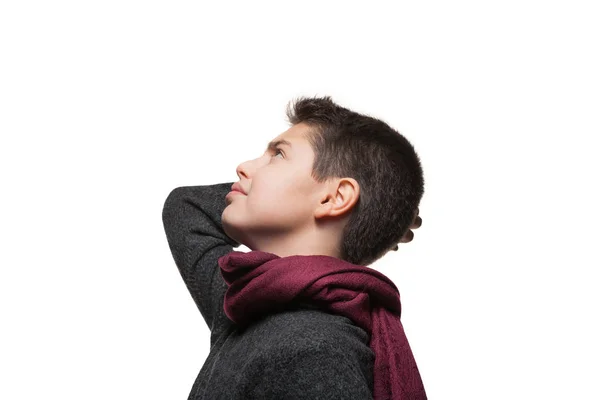 Portrait of boy with sweater and scarf — Stock Photo, Image