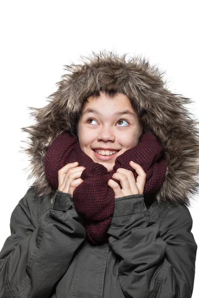 Dívka na sobě zimní kabát, portrét — Stock fotografie