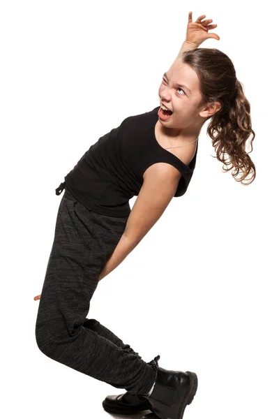 Funny girl doing stretching — Stock Photo, Image