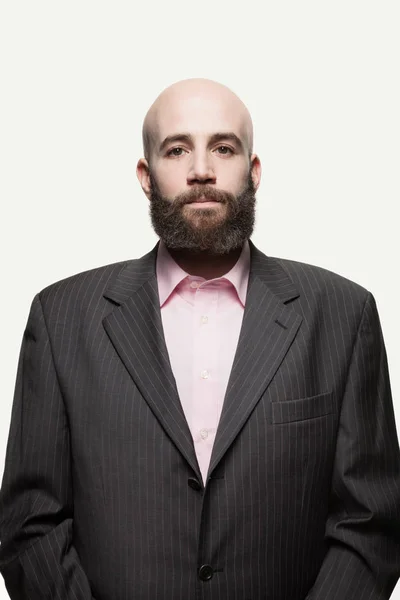Young bald man with a beard — Stock Photo, Image