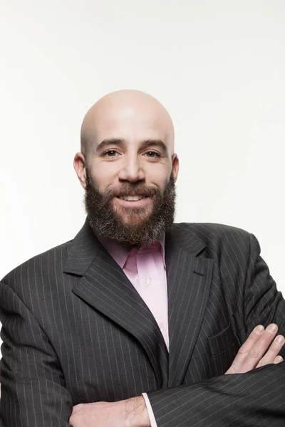 Young bald man with a beard — Stock Photo, Image