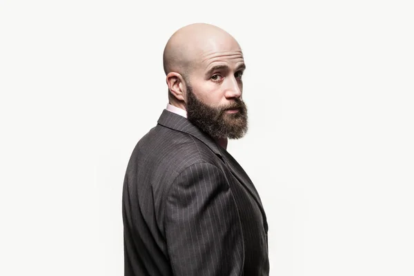 Young bald man with a beard — Stock Photo, Image