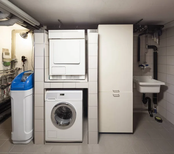Basement with washing machine — Stock Photo, Image