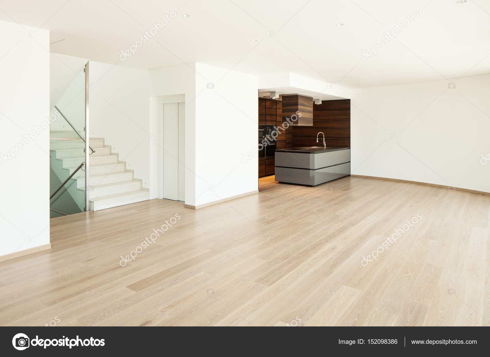 Empty open space with kitchen — Stock Photo © Zveiger #152098386