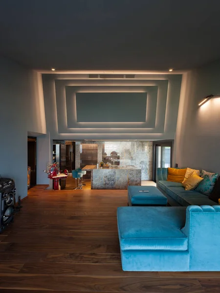 Interior de una villa moderna de lujo, sala de estar —  Fotos de Stock