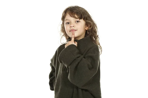 Little girl on white background — Stock Photo, Image